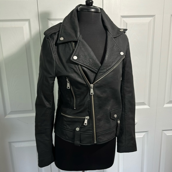 7 for All mankind leather motorcycle jacket. - Picture 1 of 11